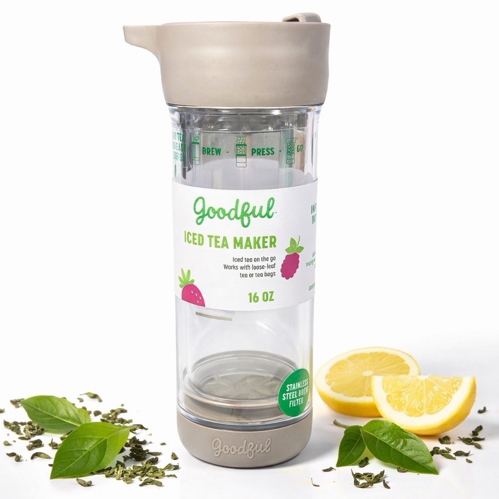 Goodful Iced Tea Maker Press & Go 16 oz. with Lid BPA-Free Tritan Plastic NWT